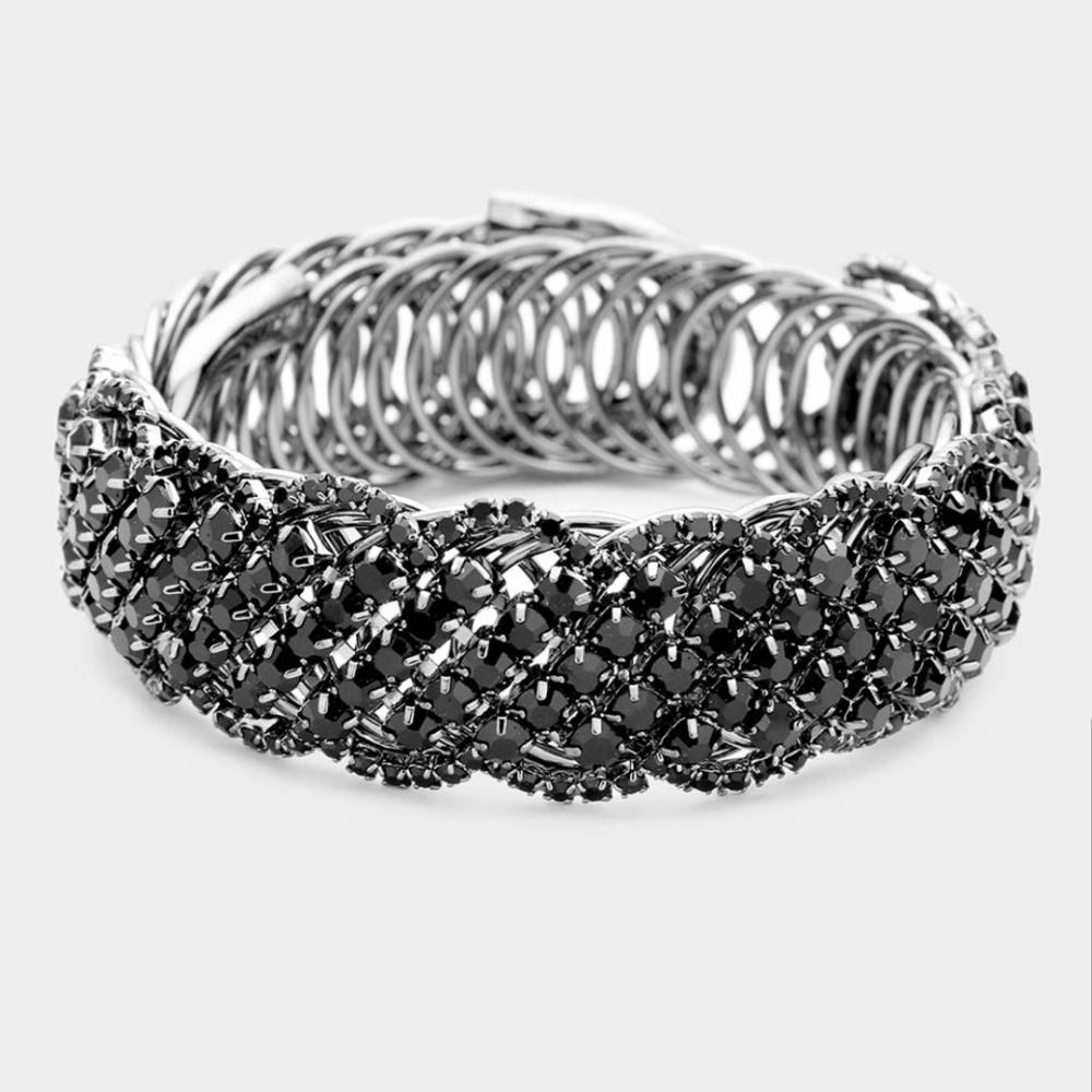 Oblique Round Stone Adjustable Evening Bracelet